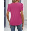 imageATHMILE Womens Summer Shirt V Neck Casual Tshirts Puff Sleeve Tops for Women Trendy 2025 Tunic Solid ColorHot Pink