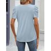 imageATHMILE Womens Summer Shirt V Neck Casual Tshirts Puff Sleeve Tops for Women Trendy 2025 Tunic Solid ColorIce Blue