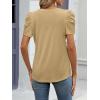 imageATHMILE Womens Summer Shirt V Neck Casual Tshirts Puff Sleeve Tops for Women Trendy 2025 Tunic Solid ColorKhaki