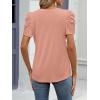 imageATHMILE Womens Summer Shirt V Neck Casual Tshirts Puff Sleeve Tops for Women Trendy 2025 Tunic Solid ColorPink