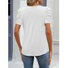 imageATHMILE Womens Summer Shirt V Neck Casual Tshirts Puff Sleeve Tops for Women Trendy 2025 Tunic Solid ColorWhite