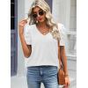 imageATHMILE Womens Summer Shirt V Neck Casual Tshirts Puff Sleeve Tops for Women Trendy 2025 Tunic Solid ColorWhite