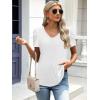 imageATHMILE Womens Summer Shirt V Neck Casual Tshirts Puff Sleeve Tops for Women Trendy 2025 Tunic Solid ColorWhite