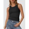 imageATHMILE Womens Tank Top Sleeveless Racerback High Neck Casual Basic Cotton Ribbed Fitted Fashion 2025Black