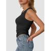 imageATHMILE Womens Tank Top Sleeveless Racerback High Neck Casual Basic Cotton Ribbed Fitted Fashion 2025Black