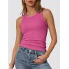 imageATHMILE Womens Tank Top Sleeveless Racerback High Neck Casual Basic Cotton Ribbed Fitted Fashion 2025Hotpink