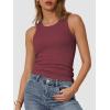 imageATHMILE Womens Tank Top Sleeveless Racerback High Neck Casual Basic Cotton Ribbed Fitted Fashion 2025Winered