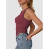 imageATHMILE Womens Tank Top Sleeveless Racerback High Neck Casual Basic Cotton Ribbed Fitted Fashion 2025Winered