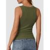 imageATHMILE Womens Tank Top Sleeveless Racerback High Neck Casual Basic Ribbed Fitted 2025 FashionArmygreen