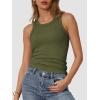 imageATHMILE Womens Tank Top Sleeveless Racerback High Neck Casual Basic Ribbed Fitted 2025 FashionArmygreen