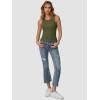 imageATHMILE Womens Tank Top Sleeveless Racerback High Neck Casual Basic Ribbed Fitted 2025 FashionArmygreen