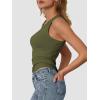 imageATHMILE Womens Tank Top Sleeveless Racerback High Neck Casual Basic Ribbed Fitted 2025 FashionArmygreen