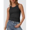 imageATHMILE Womens Tank Top Sleeveless Racerback High Neck Casual Basic Ribbed Fitted 2025 FashionBlack