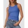 imageATHMILE Womens Tank Top Sleeveless Racerback High Neck Casual Basic Ribbed Fitted 2025 FashionBlue