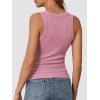 imageATHMILE Womens Tank Top Sleeveless Racerback High Neck Casual Basic Ribbed Fitted 2025 FashionDarkpink