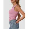 imageATHMILE Womens Tank Top Sleeveless Racerback High Neck Casual Basic Ribbed Fitted 2025 FashionDarkpink