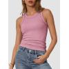 imageATHMILE Womens Tank Top Sleeveless Racerback High Neck Casual Basic Ribbed Fitted 2025 FashionDarkpink