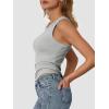imageATHMILE Womens Tank Top Sleeveless Racerback High Neck Casual Basic Ribbed Fitted 2025 FashionGrey