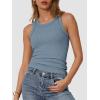 imageATHMILE Womens Tank Top Sleeveless Racerback High Neck Casual Basic Ribbed Fitted 2025 FashionHaze Blue