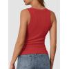 imageATHMILE Womens Tank Top Sleeveless Racerback High Neck Casual Basic Ribbed Fitted 2025 FashionRed