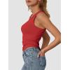 imageATHMILE Womens Tank Top Sleeveless Racerback High Neck Casual Basic Ribbed Fitted 2025 FashionRed