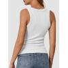 imageATHMILE Womens Tank Top Sleeveless Racerback High Neck Casual Basic Ribbed Fitted 2025 FashionWhite