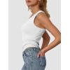 imageATHMILE Womens Tank Top Sleeveless Racerback High Neck Casual Basic Ribbed Fitted 2025 FashionWhite