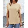 imageATHMILE Womens Tops Oversized Business Casual Shirts Loose Fit Short Sleeve Tshirts Summer Fashion ClothesApricot