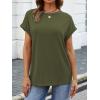 imageATHMILE Womens Tops Oversized Business Casual Shirts Loose Fit Short Sleeve Tshirts Summer Fashion ClothesArmygreen