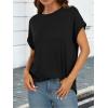 imageATHMILE Womens Tops Oversized Business Casual Shirts Loose Fit Short Sleeve Tshirts Summer Fashion ClothesBlack
