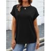 imageATHMILE Womens Tops Oversized Business Casual Shirts Loose Fit Short Sleeve Tshirts Summer Fashion ClothesBlack