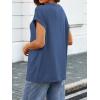 imageATHMILE Womens Tops Oversized Business Casual Shirts Loose Fit Short Sleeve Tshirts Summer Fashion ClothesBlue