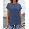 imageATHMILE Womens Tops Oversized Business Casual Shirts Loose Fit Short Sleeve Tshirts Summer Fashion ClothesBlue