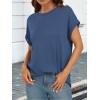 imageATHMILE Womens Tops Oversized Business Casual Shirts Loose Fit Short Sleeve Tshirts Summer Fashion ClothesBlue