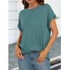 imageATHMILE Womens Tops Oversized Business Casual Shirts Loose Fit Short Sleeve Tshirts Summer Fashion ClothesBlue Green