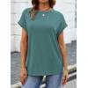 imageATHMILE Womens Tops Oversized Business Casual Shirts Loose Fit Short Sleeve Tshirts Summer Fashion ClothesBlue Green