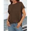 imageATHMILE Womens Tops Oversized Business Casual Shirts Loose Fit Short Sleeve Tshirts Summer Fashion ClothesBrown