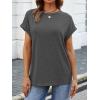 imageATHMILE Womens Tops Oversized Business Casual Shirts Loose Fit Short Sleeve Tshirts Summer Fashion ClothesDark Grey