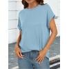 imageATHMILE Womens Tops Oversized Business Casual Shirts Loose Fit Short Sleeve Tshirts Summer Fashion ClothesLight Blue