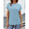 imageATHMILE Womens Tops Oversized Business Casual Shirts Loose Fit Short Sleeve Tshirts Summer Fashion ClothesLight Blue