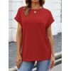 imageATHMILE Womens Tops Oversized Business Casual Shirts Loose Fit Short Sleeve Tshirts Summer Fashion ClothesRed
