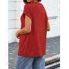 imageATHMILE Womens Tops Oversized Business Casual Shirts Loose Fit Short Sleeve Tshirts Summer Fashion ClothesRed