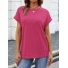 imageATHMILE Womens Tops Oversized Business Casual Shirts Loose Fit Short Sleeve Tshirts Summer Fashion ClothesRose Red