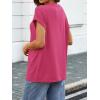 imageATHMILE Womens Tops Oversized Business Casual Shirts Loose Fit Short Sleeve Tshirts Summer Fashion ClothesRose Red