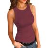 imageATHMILE Womens Tank Top Sleeveless Racerback High Neck Casual Basic Cotton Ribbed Fitted Fashion 2025Winered