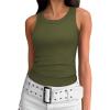 imageATHMILE Womens Tank Top Sleeveless Racerback High Neck Casual Basic Ribbed Fitted 2025 FashionArmygreen