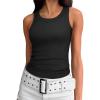imageATHMILE Womens Tank Top Sleeveless Racerback High Neck Casual Basic Ribbed Fitted 2025 FashionBlack