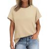 imageATHMILE Womens Tops Oversized Business Casual Shirts Loose Fit Short Sleeve Tshirts Summer Fashion ClothesApricot