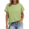 imageATHMILE Womens Tops Oversized Business Casual Shirts Loose Fit Short Sleeve Tshirts Summer Fashion ClothesLight Green