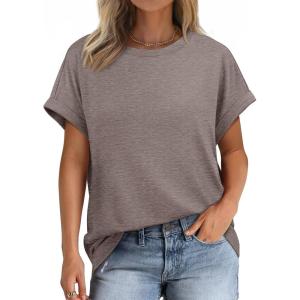 imageATHMILE Womens Tops Oversized Business Casual Shirts Loose Fit Short Sleeve Tshirts Summer Fashion ClothesGrey Purple